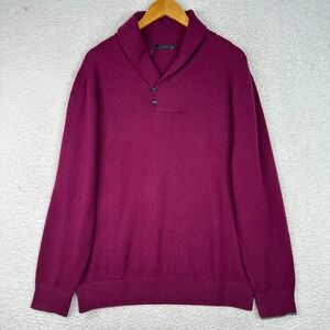 Greyson 100% Cashmere Sweater Mens XL Shawl Collar Henley Wine NWT